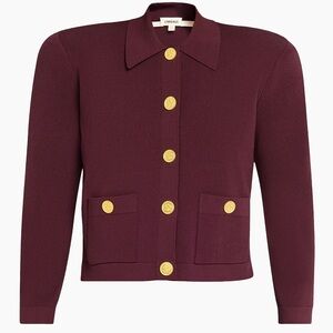 NWT L’AGENCE Osiris Collared Cardigan Dark Malbec